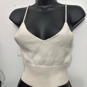 Forever 21 Cream knitted crop topped spaghetti strapped size s excellent